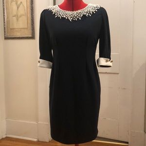 SOMA Navy Blue Dress w/ Lace Collar from ModCloth